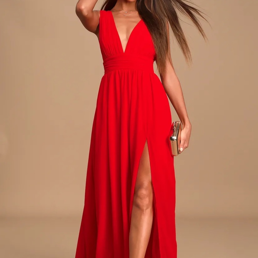 Lulus Heavenly Hues Red Maxi Dress